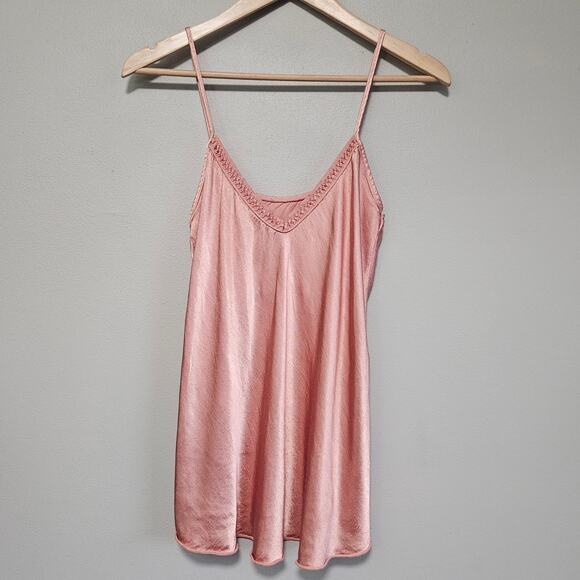 Petal Pink Satin‎ Tank Top Womens One Size Made in Italy Romantic Balletcore - Picture 1 of 10